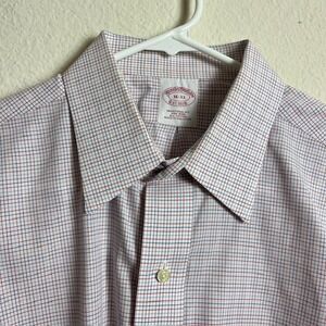 Brooks Brothers 16-33 Traditional Fit Plaid Checkered Non-Iron Button Down Shirt
